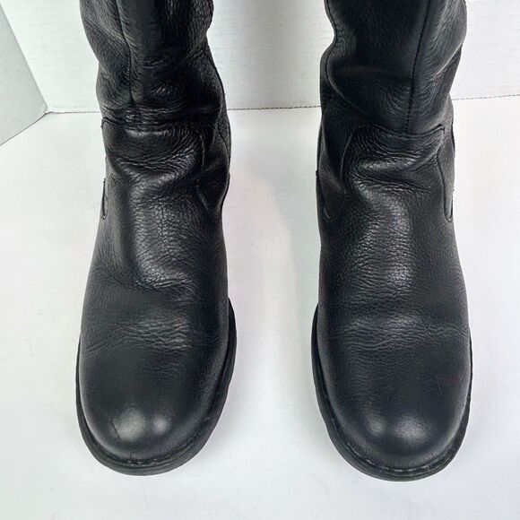 Born Riding Boots Leather Knee High Black Classic Equestrian Side Zip Booties 11 - Picture 5 of 12
